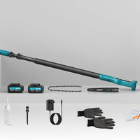 Μίνι αλυσοπρίονο 4 σε 1 με 2 μπαταρίες, ψαλίδι και τηλεσκοπικό κοντάρι