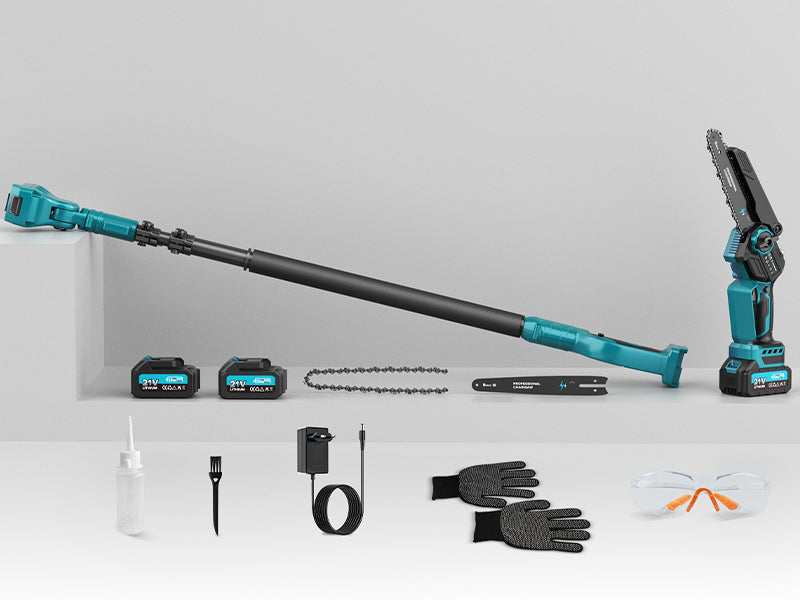 Μίνι αλυσοπρίονο 4 σε 1 με 2 μπαταρίες, ψαλίδι κλαδέματος και τηλεσκοπικό κοντάρι!