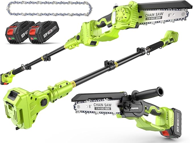 Κιτ μίνι αλυσοπρίονου 4 σε 1 με ψαλίδι κλαδέματος, τηλεσκοπικό κοντάρι και 2 μπαταρίες