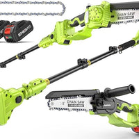 Κιτ μίνι αλυσοπρίονου 4 σε 1 με ψαλίδι κλαδέματος, τηλεσκοπικό κοντάρι και 2 μπαταρίες