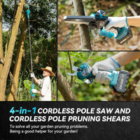 Μίνι αλυσοπρίονο 4 σε 1 με 2 μπαταρίες, ψαλίδι κλαδέματος και τηλεσκοπικό κοντάρι!